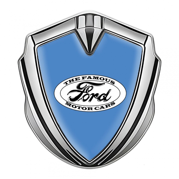 Ford Bodyside Emblem Self Adhesive Silver Blue Base White Classic Logo