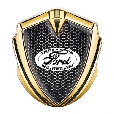 Ford Metal Emblem Self Adhesive Gold Industrial Grate Vintage Edition
