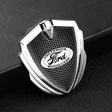 Ford Metal Emblem Self Adhesive Silver Industrial Grate Vintage Edition