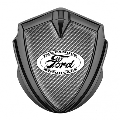 Ford Metal 3D Domed Emblem Graphite Light Carbon White Old Time Logo