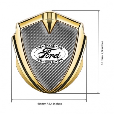 Ford Metal 3D Domed Emblem Gold Light Carbon White Old Time Logo