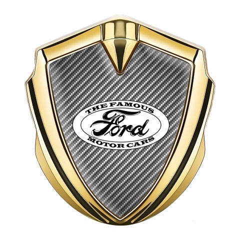 Ford Metal 3D Domed Emblem Gold Light Carbon White Old Time Logo
