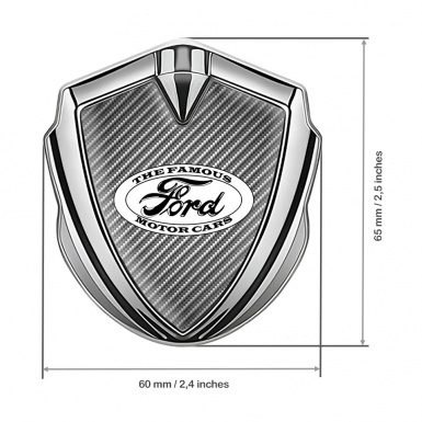 Ford Metal 3D Domed Emblem Silver Light Carbon White Old Time Logo