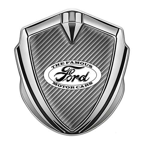 Ford Metal 3D Domed Emblem Silver Light Carbon White Old Time Logo