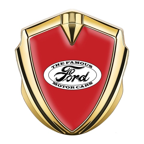 Ford Bodyside Badge Self Adhesive Gold Bright Red White Classic Logo