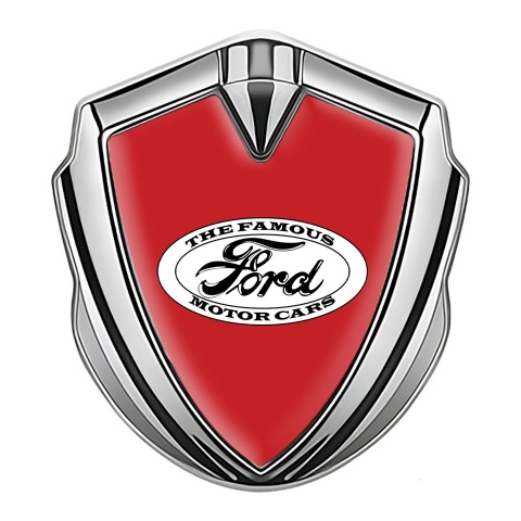 Ford Bodyside Badge Self Adhesive Silver Bright Red White Classic Logo