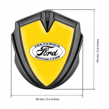 Ford Emblem Badge Self Adhesive Graphite Yellow Base Classical White Logo
