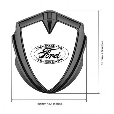 Ford Emblem Fender Badge Graphite White Background Vintage Slogan 
