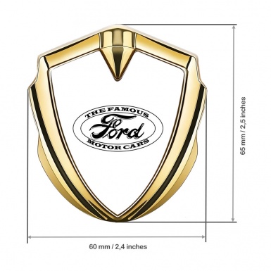 Ford Emblem Fender Badge Gold White Background Vintage Slogan