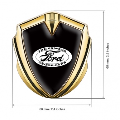 Ford Fender Emblem Badge Gold Black Background White Vintage Design