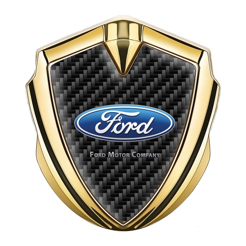 Ford Emblem Trunk Badge Gold Black Carbon Wide Oval Logo Edition