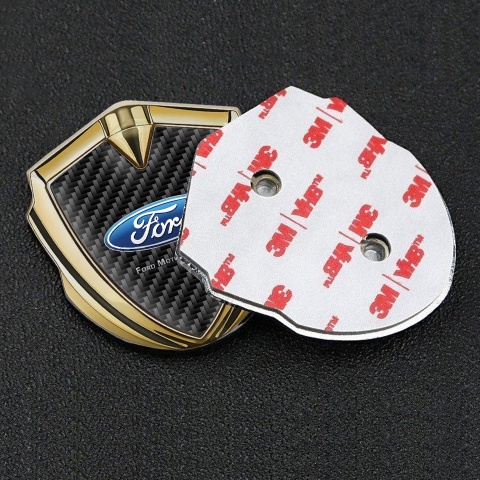 Ford Emblem Trunk Badge Gold Black Carbon Wide Oval Logo Edition
