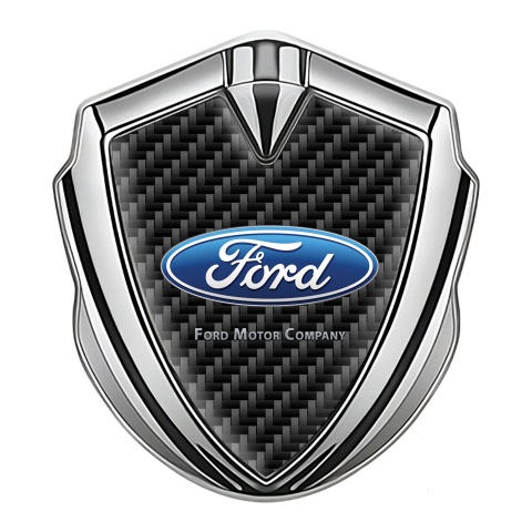 Ford Emblem Trunk Badge Silver Black Carbon Wide Oval Logo Edition