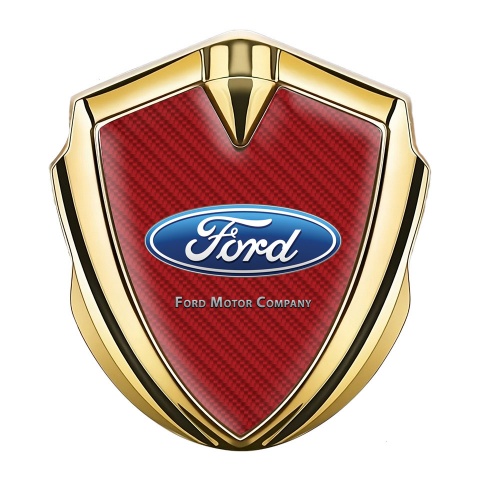 Ford Emblem Self Adhesive Gold Dark Red Carbon Classic Oval Logo