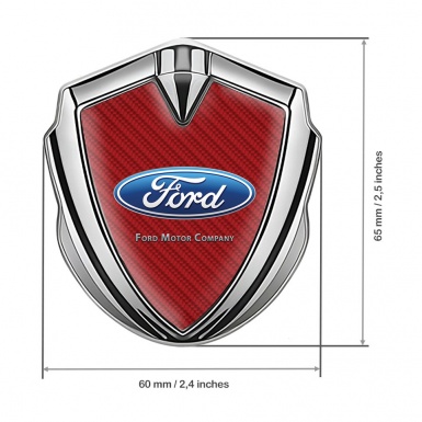 Ford Emblem Self Adhesive Silver Dark Red Carbon Classic Oval Logo