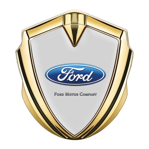 Ford Trunk Emblem Badge Gold Moon Grey Blue Elliptical Logo Design