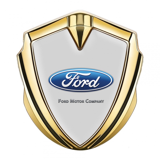 Ford Trunk Emblem Badge Gold Moon Grey Blue Elliptical Logo Design