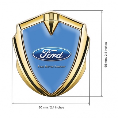 Ford Emblem Car Badge Gold Glacial Blue Base Classic Logo Edition
