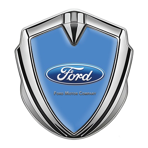 Ford Emblem Car Badge Silver Glacial Blue Base Classic Logo Edition