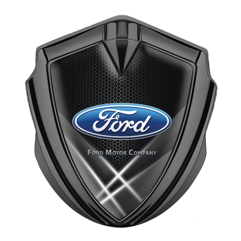 Ford Emblem Badge Self Adhesive Graphite Black Hex Light Beams Effect