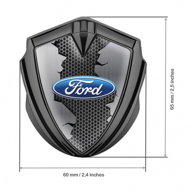 Ford Emblem Fender Badge Graphite Metallic Hex Broken Steel Edition