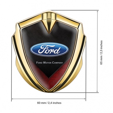 Ford Fender Emblem Badge Gold Charcoal Strokes Red Fragment Design