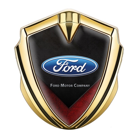 Ford Fender Emblem Badge Gold Charcoal Strokes Red Fragment Design