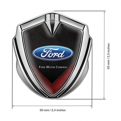Ford Fender Emblem Badge Silver Charcoal Strokes Red Fragment Design