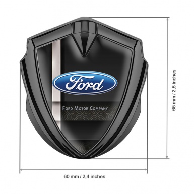 Ford Emblem Trunk Badge Graphite Modern Racing Stripe Oval Logo Design