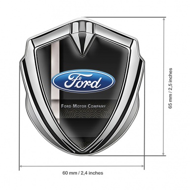 Ford Emblem Trunk Badge Silver Modern Racing Stripe Oval Logo Design