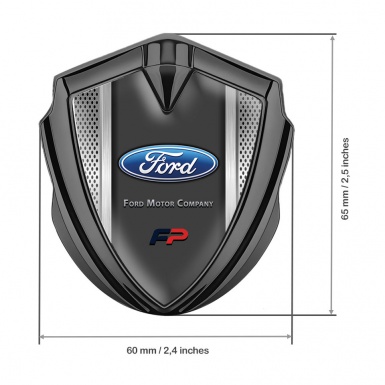 Ford FP Emblem Self Adhesive Graphite Metallic Frame Blue Elliptic Logo