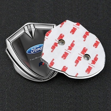 Ford Bodyside Emblem Self Adhesive Silver Dark Strokes Center Oval Logo