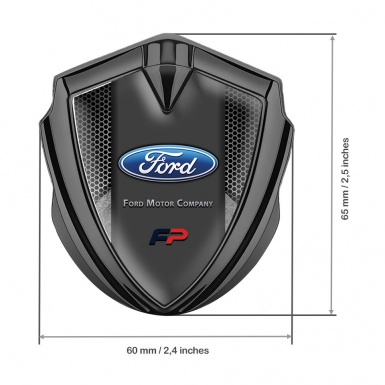 Ford Metal 3D Domed Emblem Graphite Hexagon Frame Oval Logo Edition