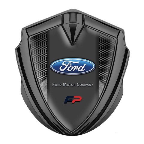 Ford Metal 3D Domed Emblem Graphite Hexagon Frame Oval Logo Edition