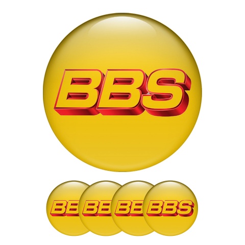 BBS Wheel Center Cap Domed Stickers Yellow Background