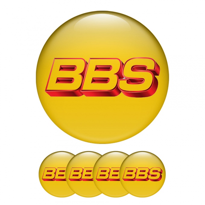 BBS Wheel Center Cap Domed Stickers Yellow Background
