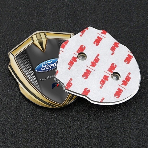 Ford FP Emblem Badge Self Adhesive Gold Metallic Grille Classic Logo