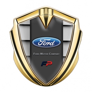 Ford FP Emblem Fender Badge Gold Shutters Effect Blue Sport Logo