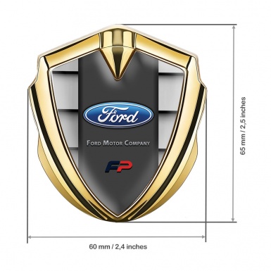 Ford FP Emblem Fender Badge Gold Shutters Effect Blue Sport Logo