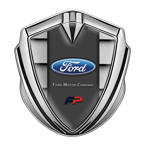 Ford FP Emblem Fender Badge Silver Shutters Effect Blue Sport Logo
