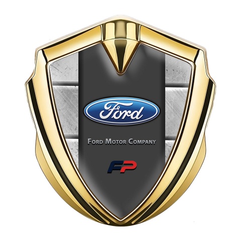 Ford FP Emblem Trunk Badge Gold Stone Slab Template Elliptic Design