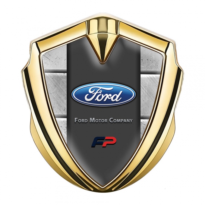 Ford FP Emblem Trunk Badge Gold Stone Slab Template Elliptic Design