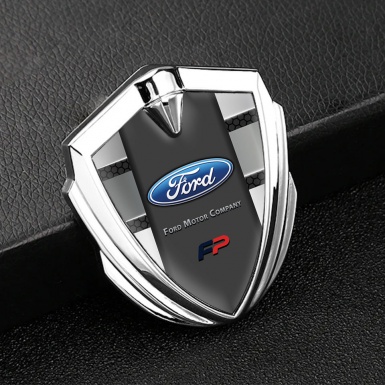 Ford FP Emblem Trunk Badge Silver Stone Slab Template Elliptic Design