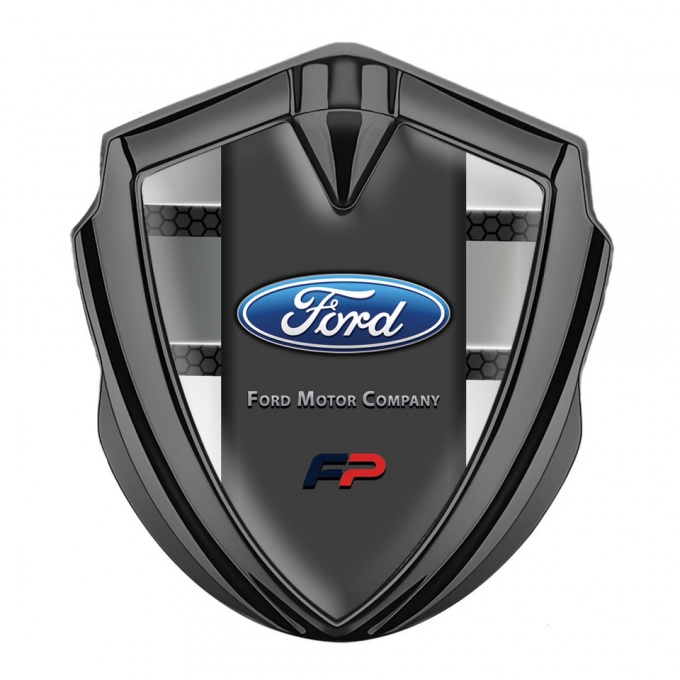 Ford FP Emblem Self Adhesive Graphite Honeycomb Base Grey Panels