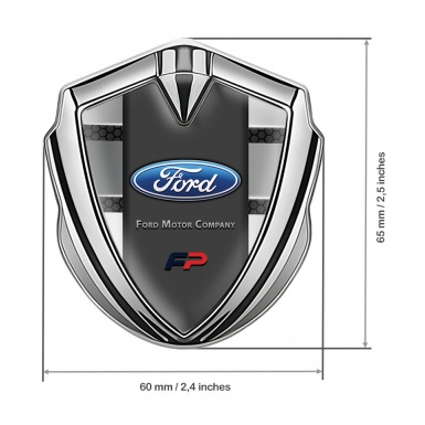 Ford FP Emblem Self Adhesive Silver Honeycomb Base Grey Panels