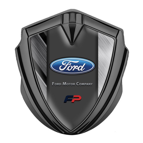 Ford FP Bodyside Emblem Badge Graphite Brushed Crosspanels Oval Logo
