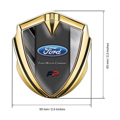 Ford FP Bodyside Emblem Badge Gold Brushed Crosspanels Oval Logo