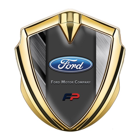 Ford FP Bodyside Emblem Badge Gold Brushed Crosspanels Oval Logo