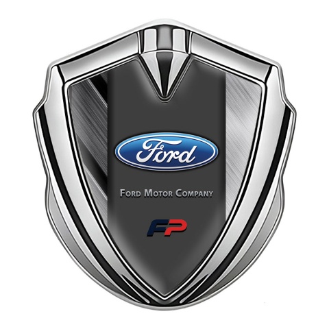 Ford FP Bodyside Emblem Badge Silver Brushed Crosspanels Oval Logo