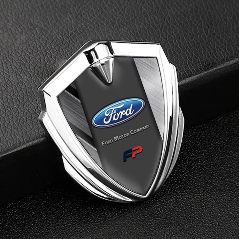 Ford FP Bodyside Emblem Badge Silver Brushed Crosspanels Oval Logo